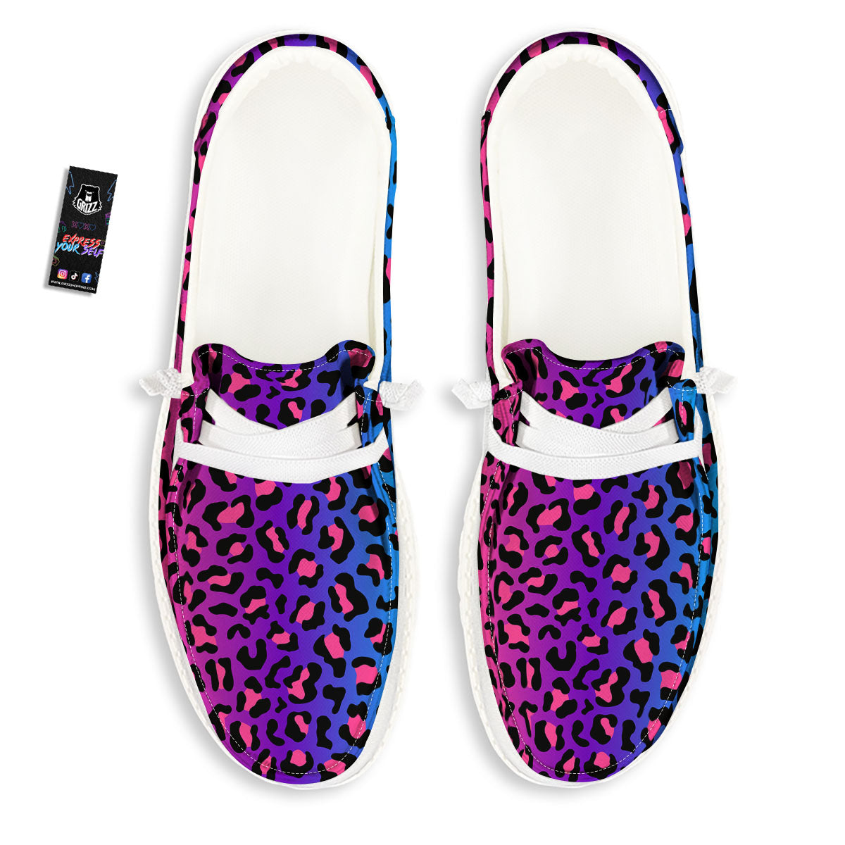 Leopard Rainbow Print Black Loafers-grizzshop