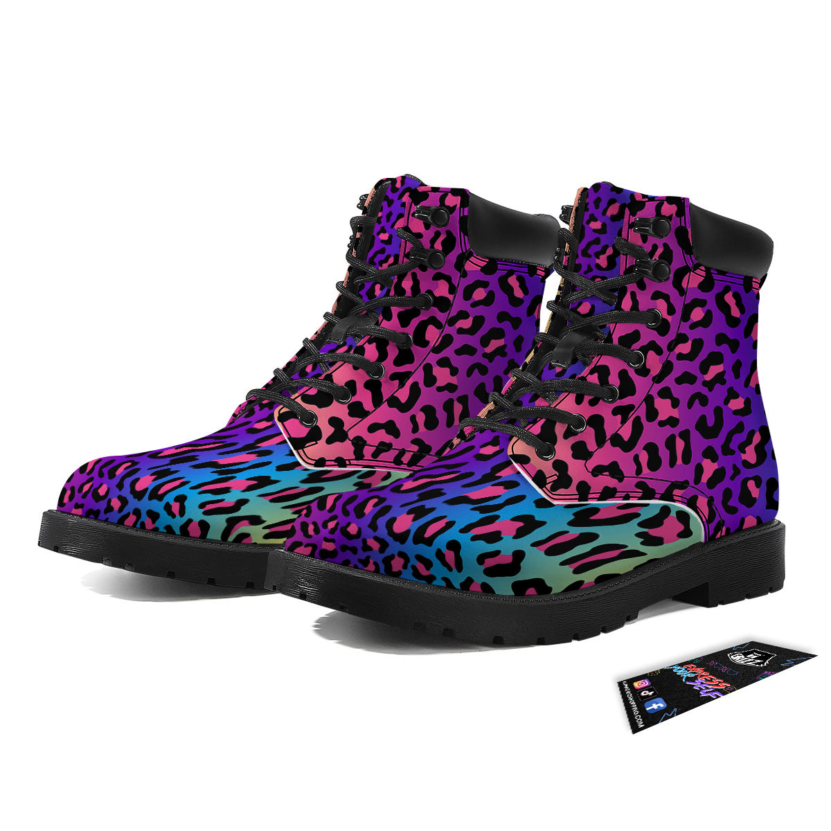Leopard Rainbow Print Boots-grizzshop