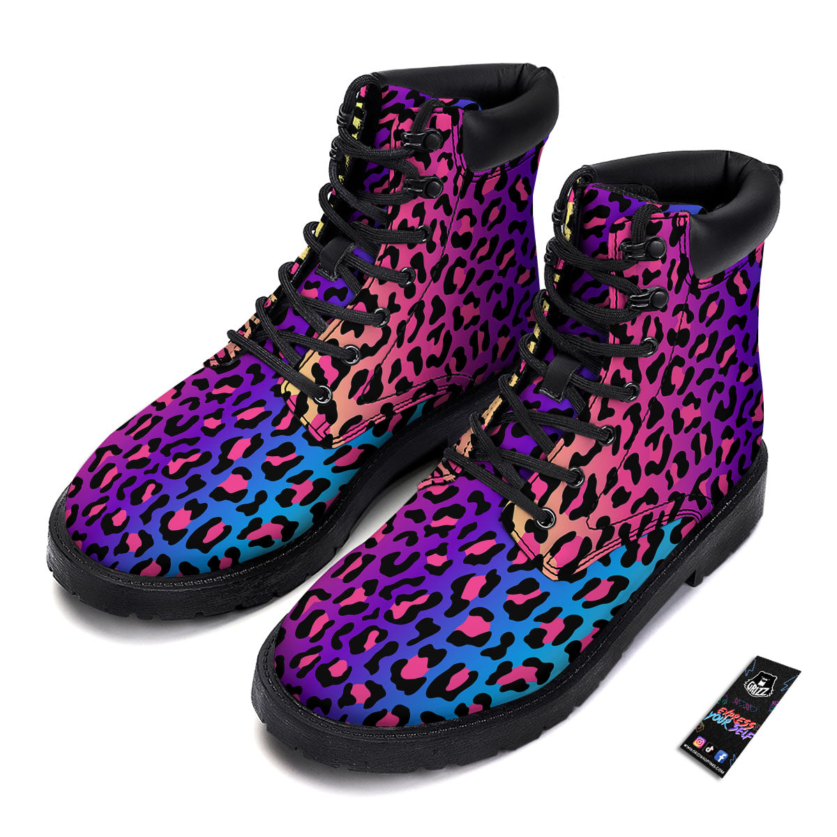 Leopard Rainbow Print Boots-grizzshop