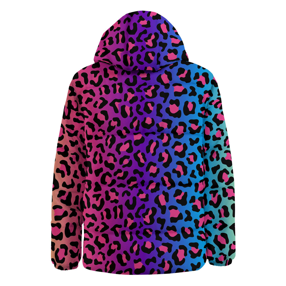 Leopard Rainbow Print Down Jacket-grizzshop