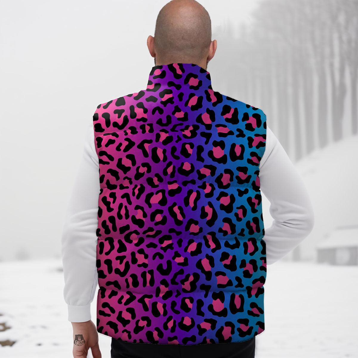 Leopard Rainbow Print Down Vest