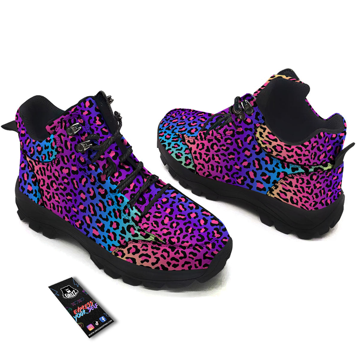 Leopard Rainbow Print Hiking Shoes-grizzshop