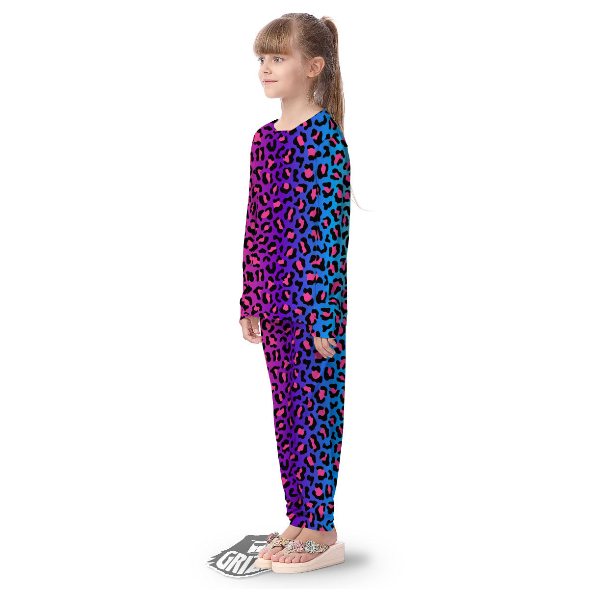 Leopard Rainbow Print Kid's Pajamas-grizzshop