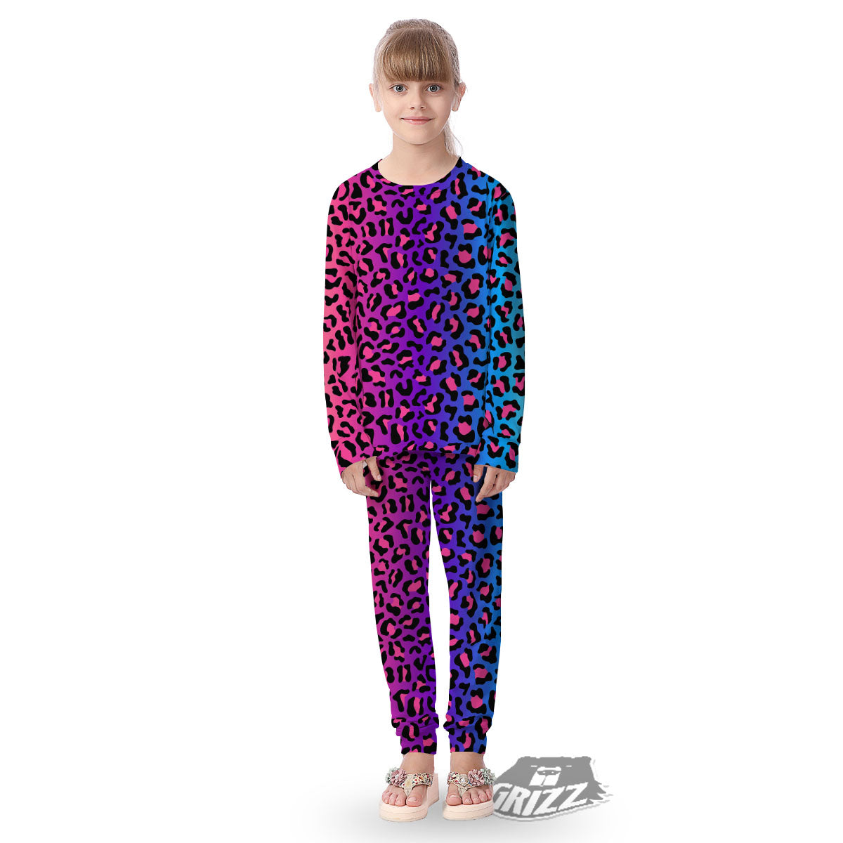 Leopard Rainbow Print Kid's Pajamas-grizzshop
