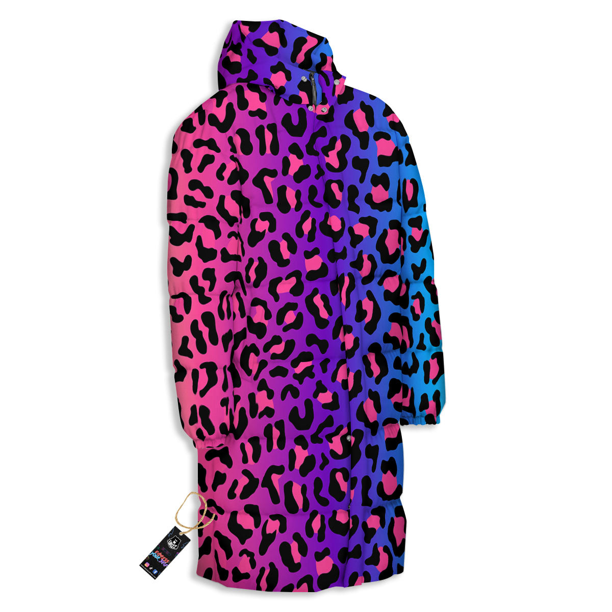 Leopard Rainbow Print Long Down Jacket-grizzshop