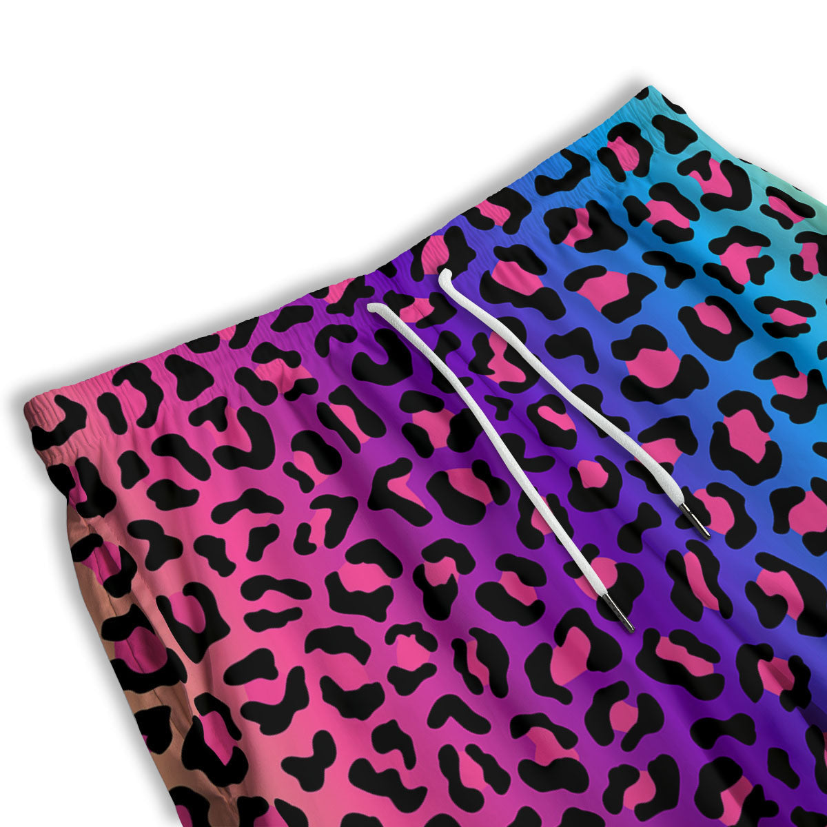 Leopard Rainbow Print Men's Athletic Shorts