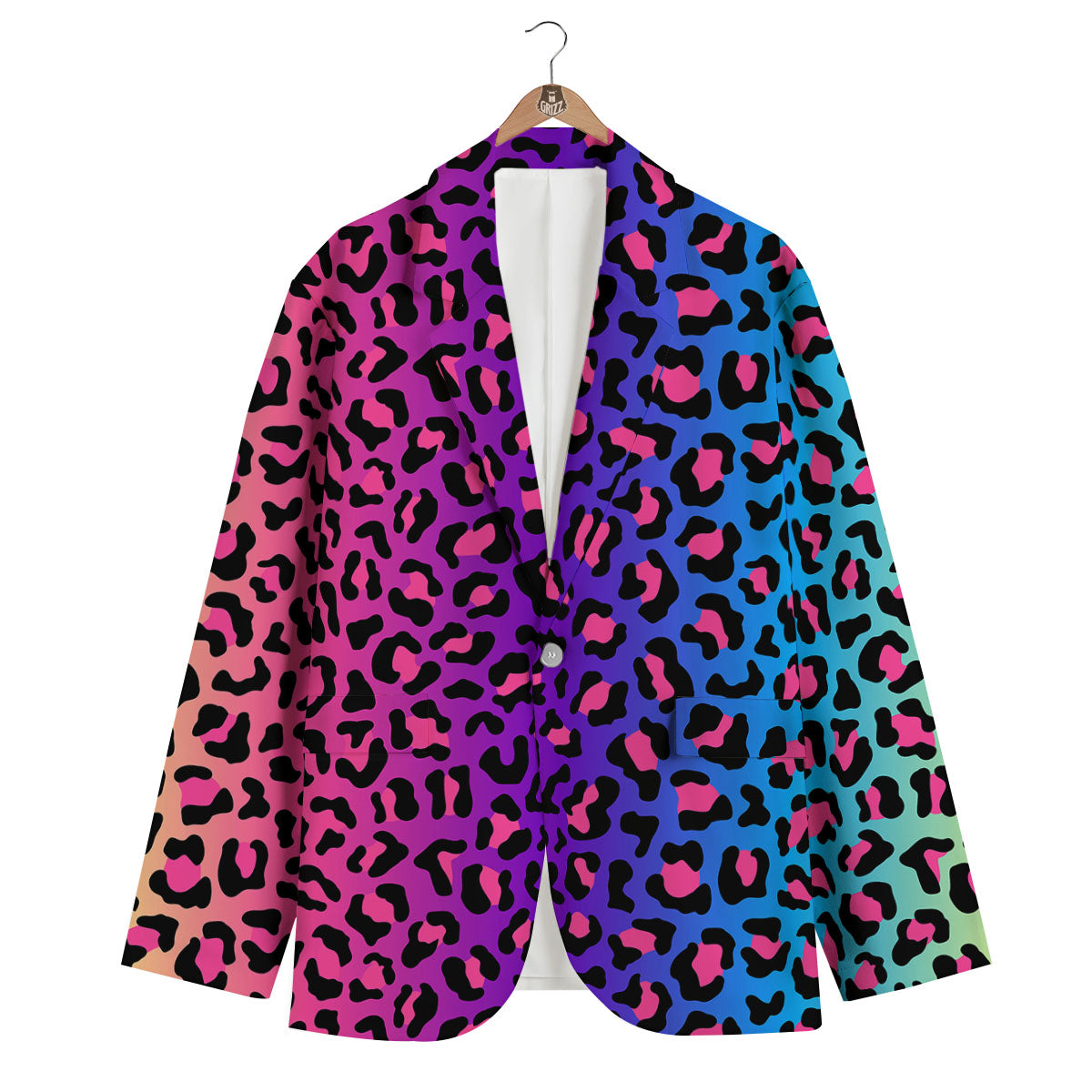 Leopard Rainbow Print Men's Blazer-grizzshop