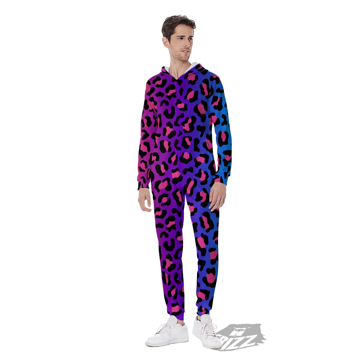 Leopard Rainbow Print Men's Jumpsuit-grizzshop