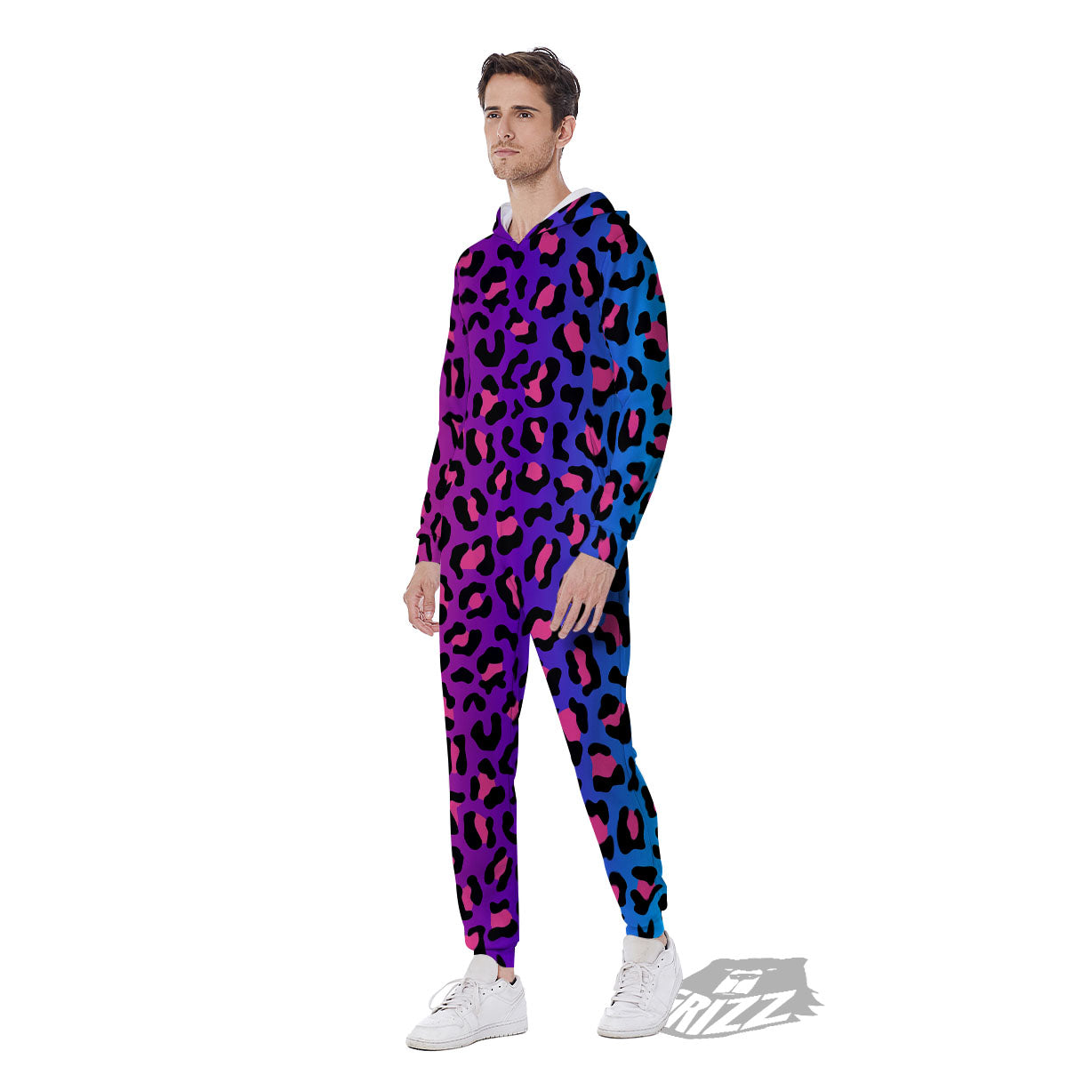 Leopard Rainbow Print Men's Jumpsuit-grizzshop