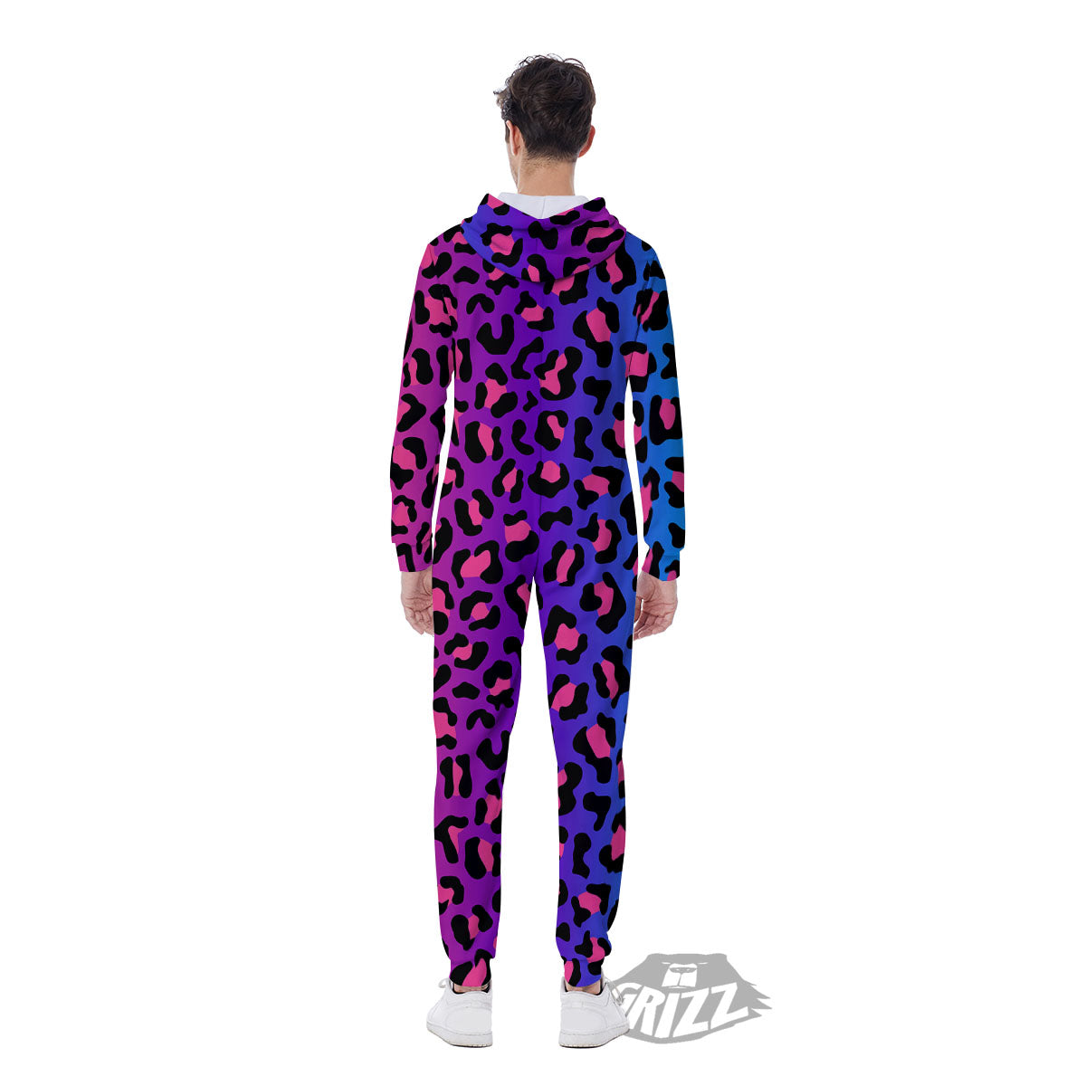 Leopard Rainbow Print Men's Jumpsuit-grizzshop
