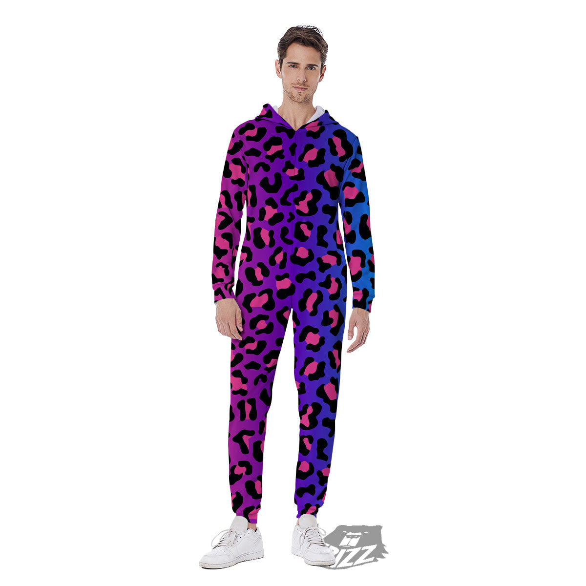 Leopard Rainbow Print Men's Jumpsuit-grizzshop