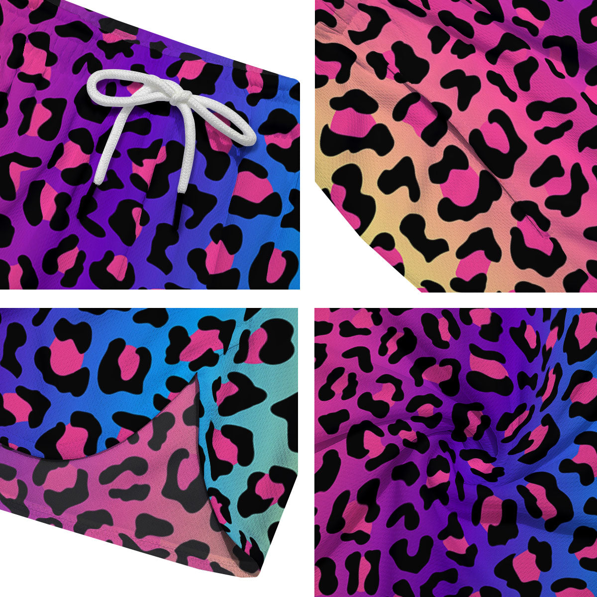Leopard Rainbow Print Men's Running Shorts-grizzshop