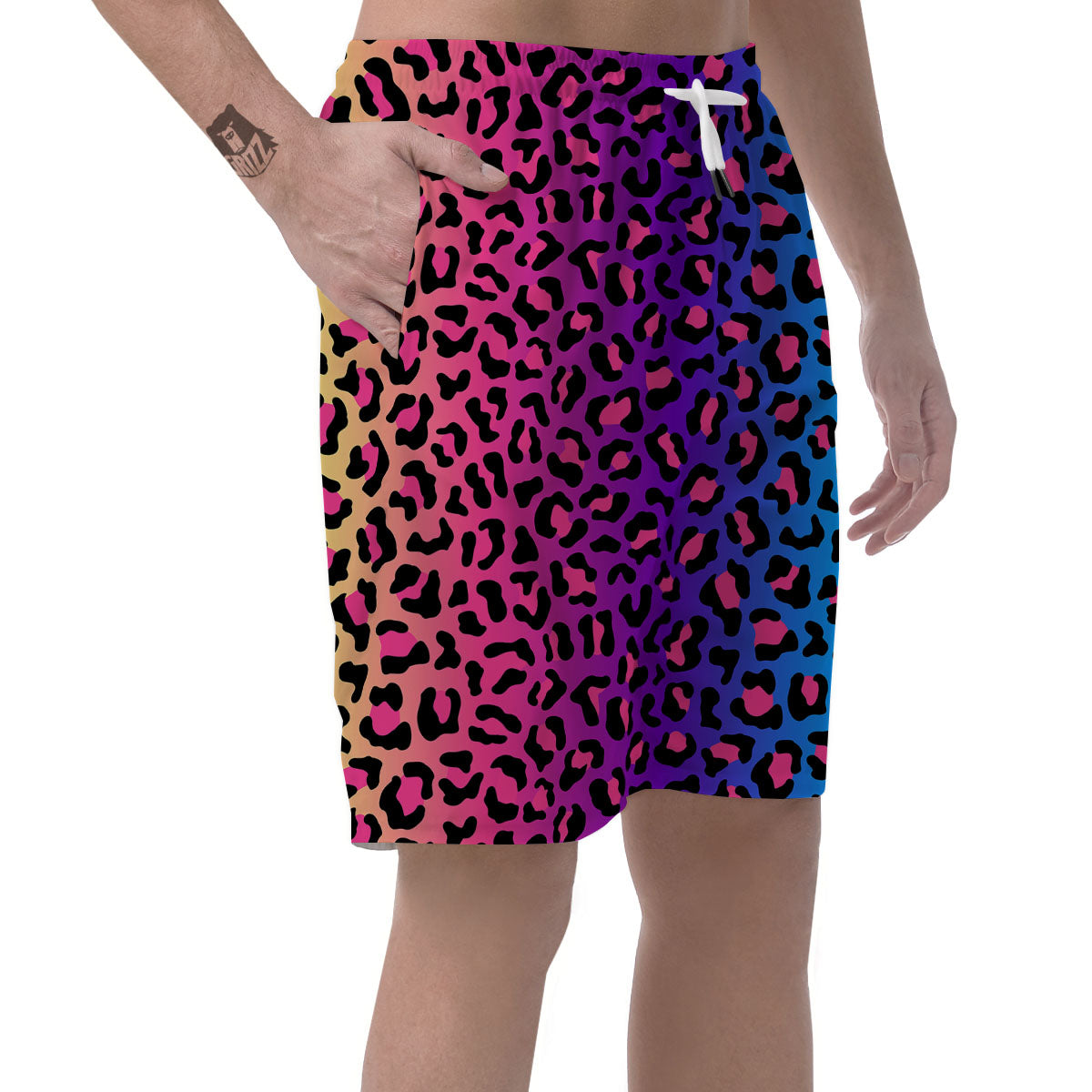 Leopard Rainbow Print Men's Shorts-grizzshop