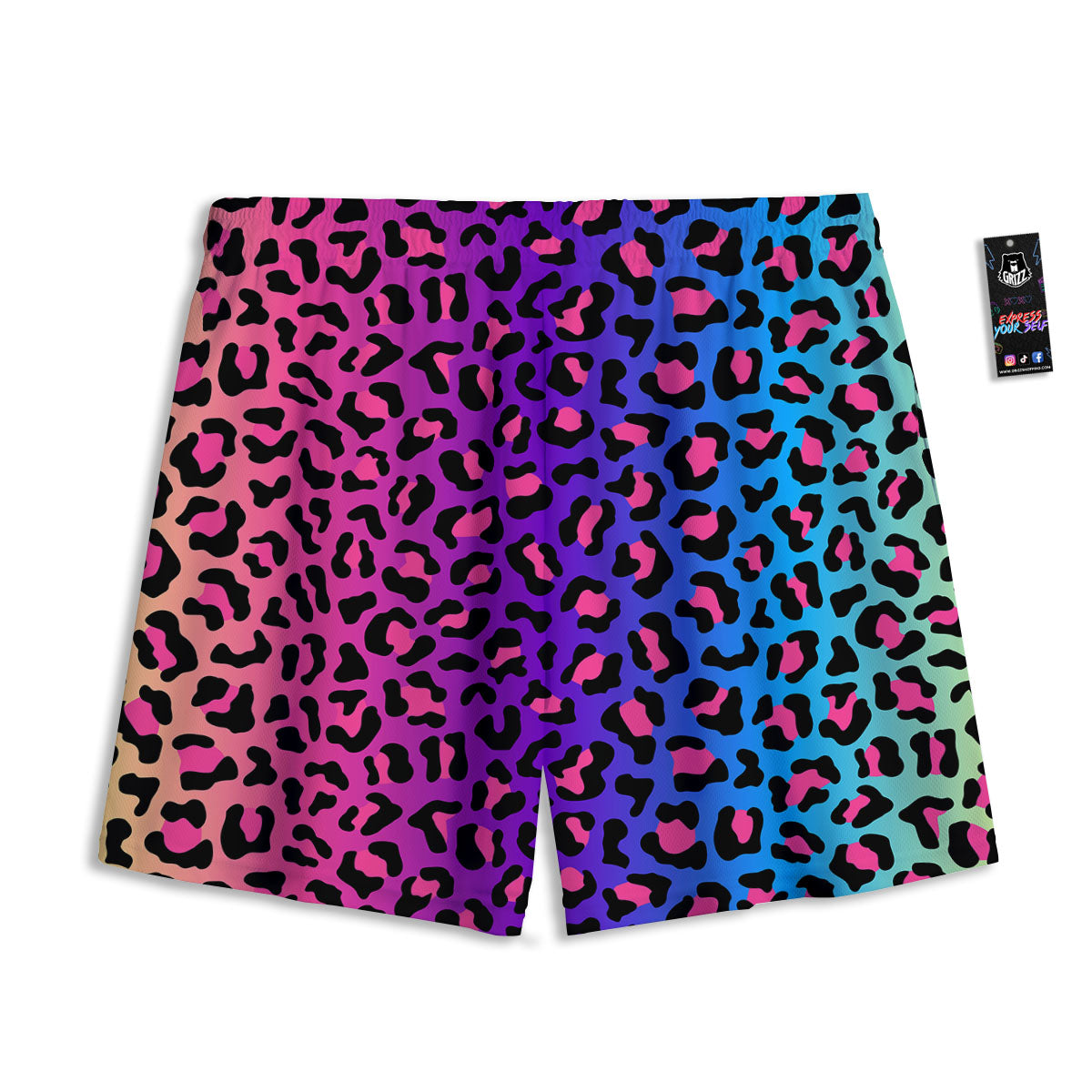 Leopard Rainbow Print Mesh Shorts