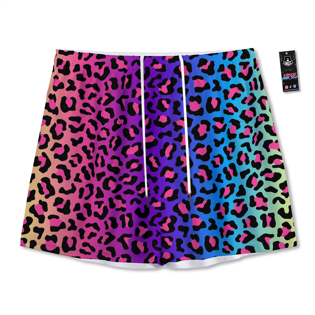 Leopard Rainbow Print Mesh Shorts