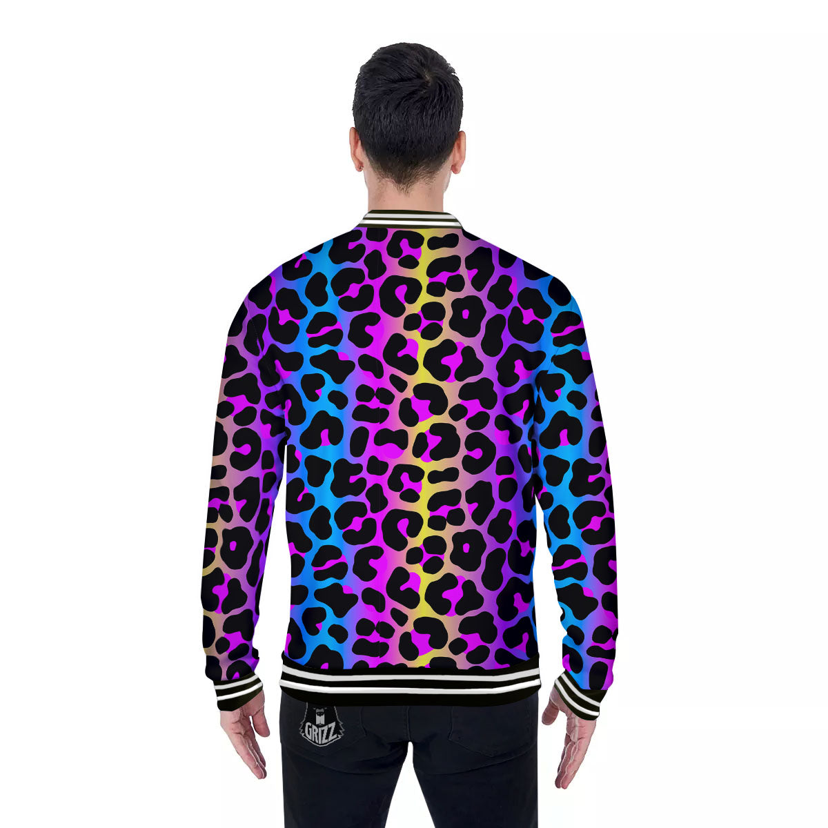 Leopard Rainbow Print Pattern Baseball Jacket-grizzshop
