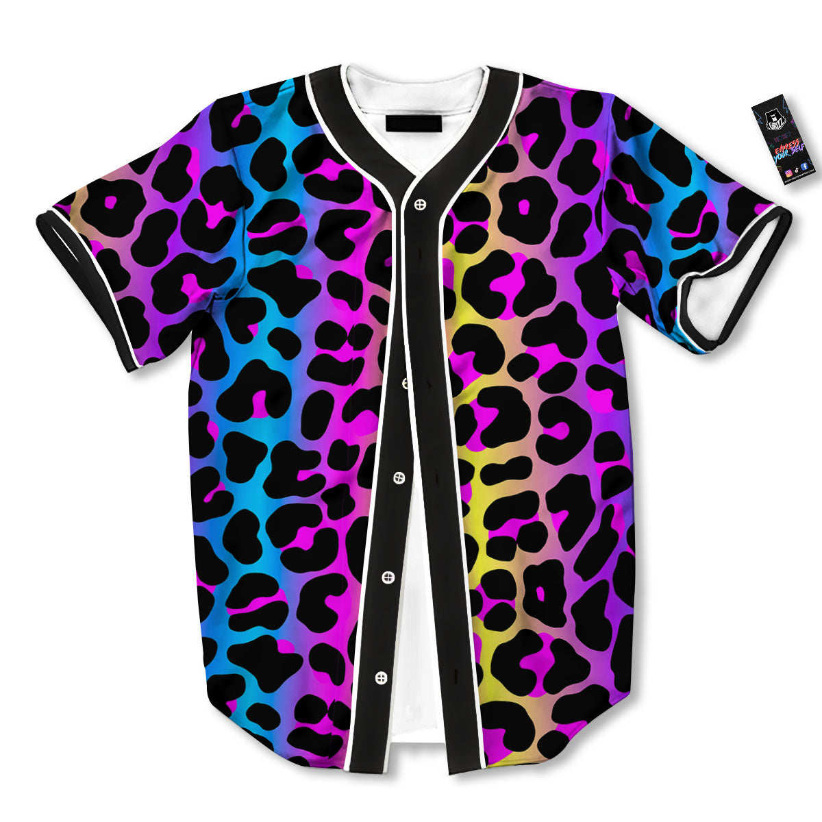 Leopard Rainbow Print Pattern Baseball Jersey-grizzshop
