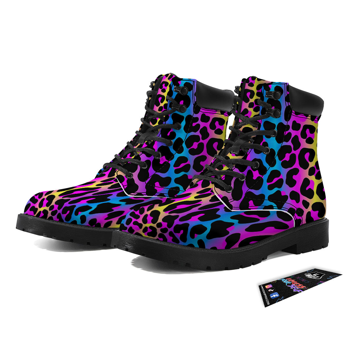 Leopard Rainbow Print Pattern Boots-grizzshop