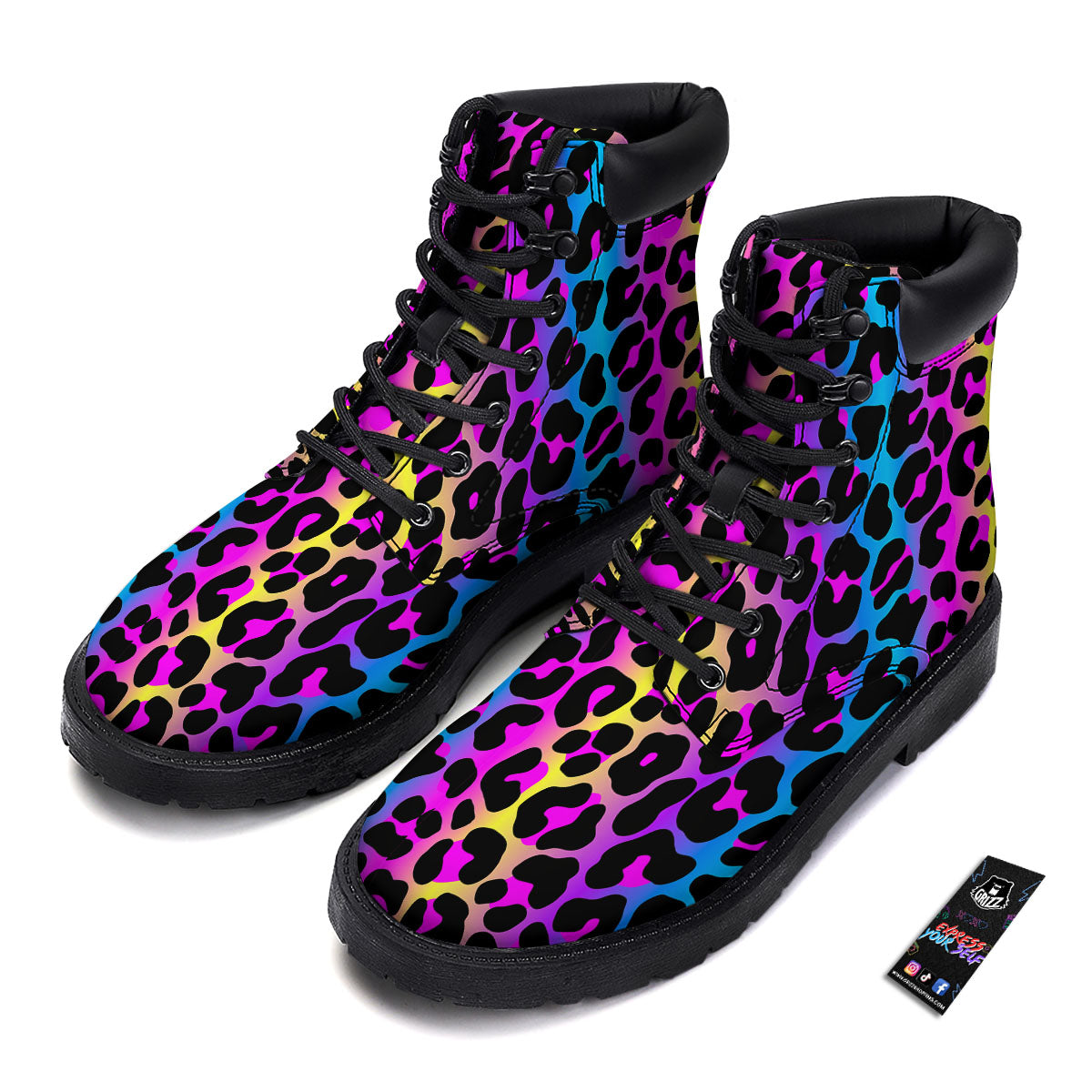 Leopard Rainbow Print Pattern Boots-grizzshop