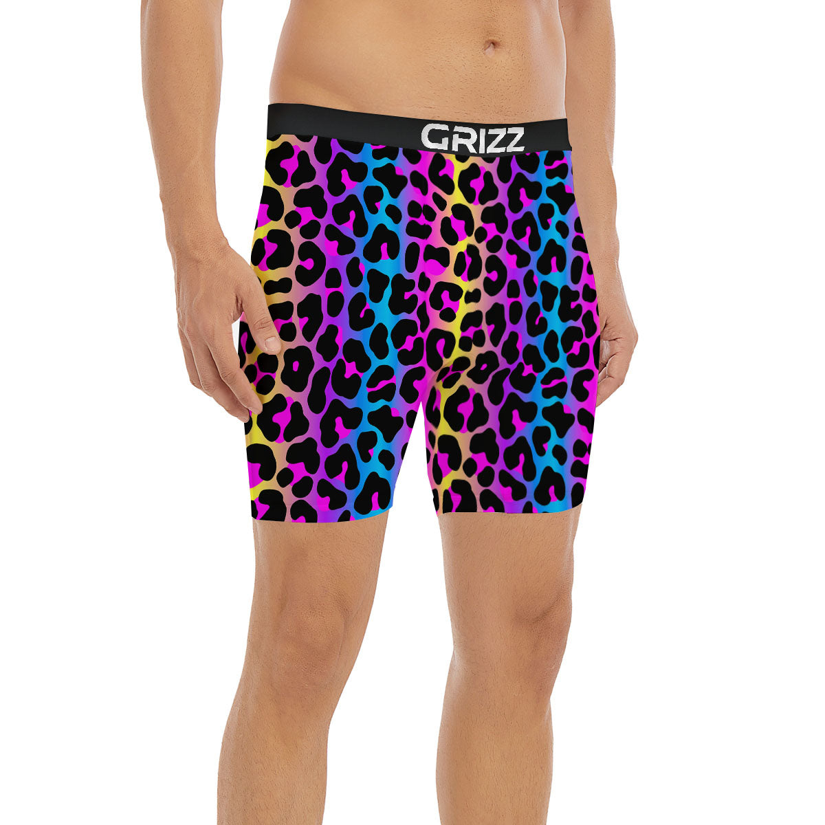 Leopard Rainbow Print Pattern Boxer Briefs-grizzshop
