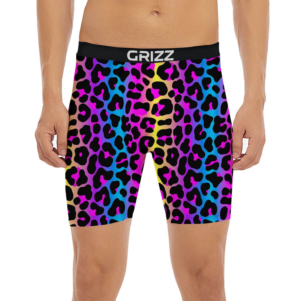 Leopard Rainbow Print Pattern Boxer Briefs-grizzshop