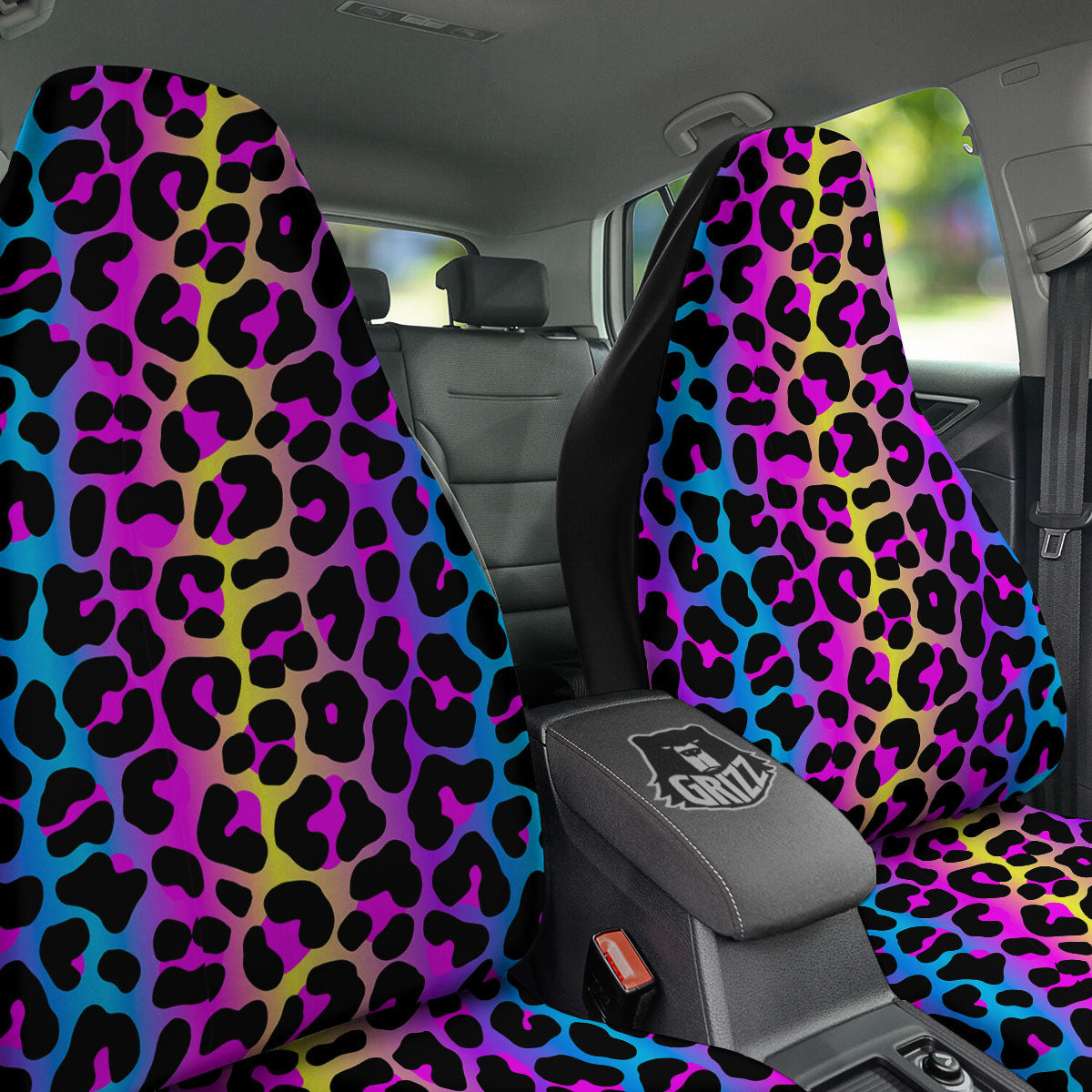 Leopard Rainbow Print Pattern Car Seat Covers-grizzshop