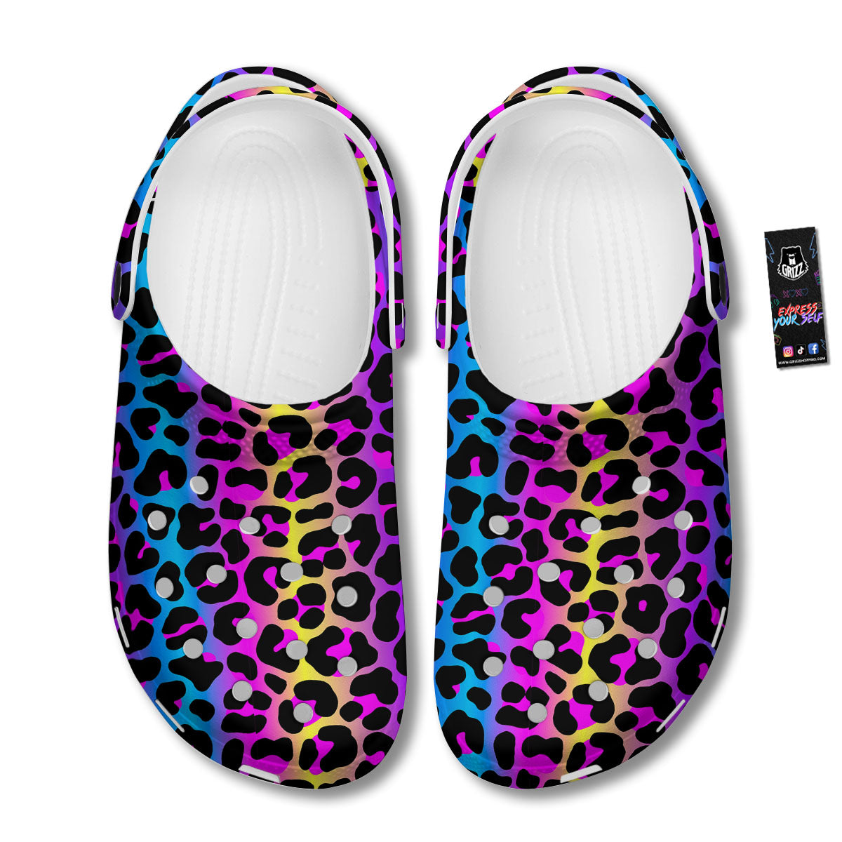 Leopard Rainbow Print Pattern Clog-grizzshop