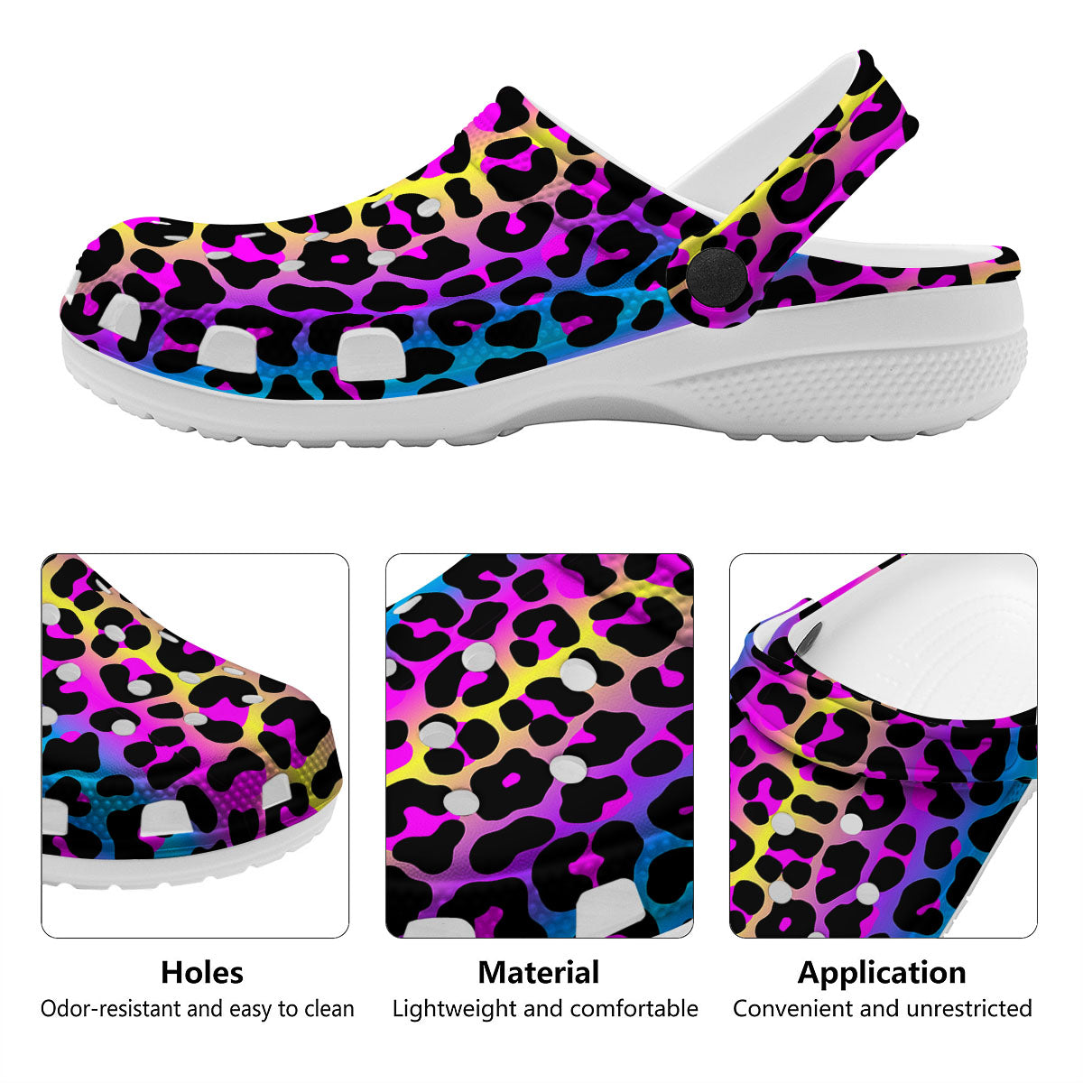 Leopard Rainbow Print Pattern Clog-grizzshop