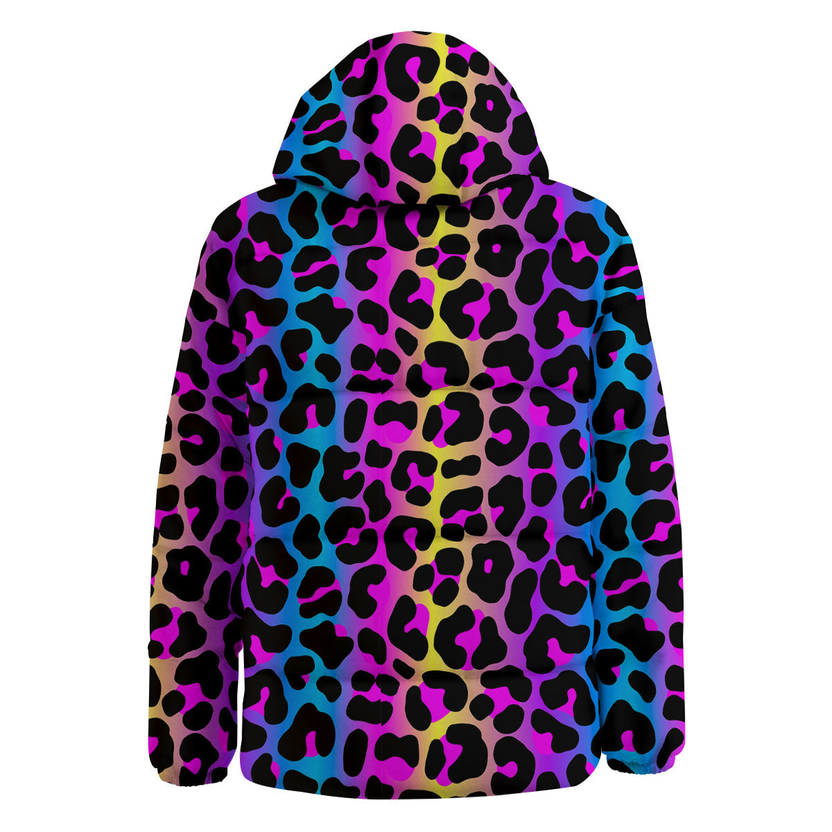 Leopard Rainbow Print Pattern Down Jacket-grizzshop