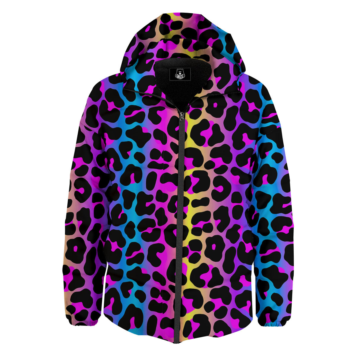 Leopard Rainbow Print Pattern Down Jacket-grizzshop