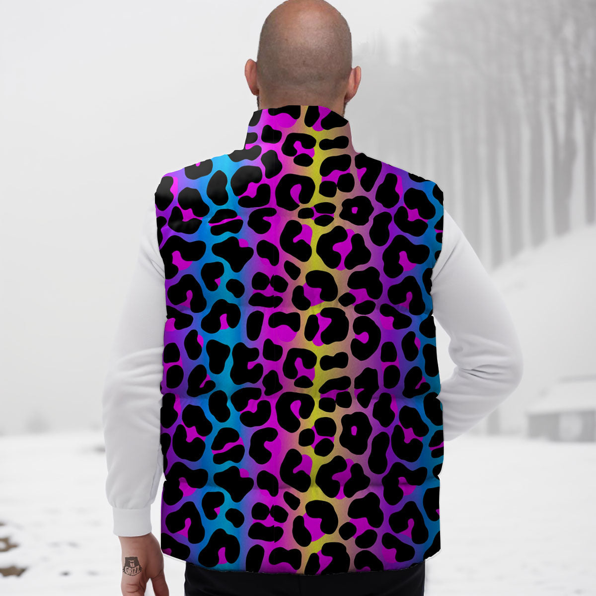 Leopard Rainbow Print Pattern Down Vest
