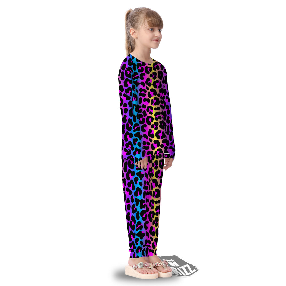 Leopard Rainbow Print Pattern Kid's Pajamas-grizzshop