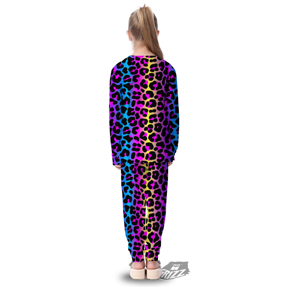 Leopard Rainbow Print Pattern Kid's Pajamas-grizzshop