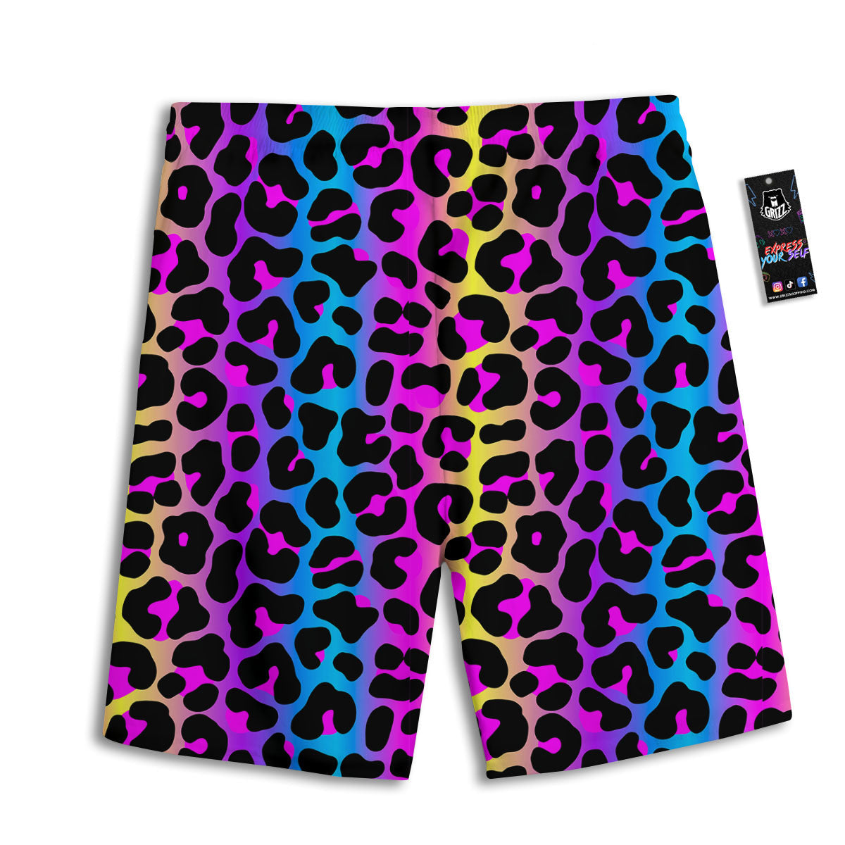 Leopard Rainbow Print Pattern Men's Athletic Shorts