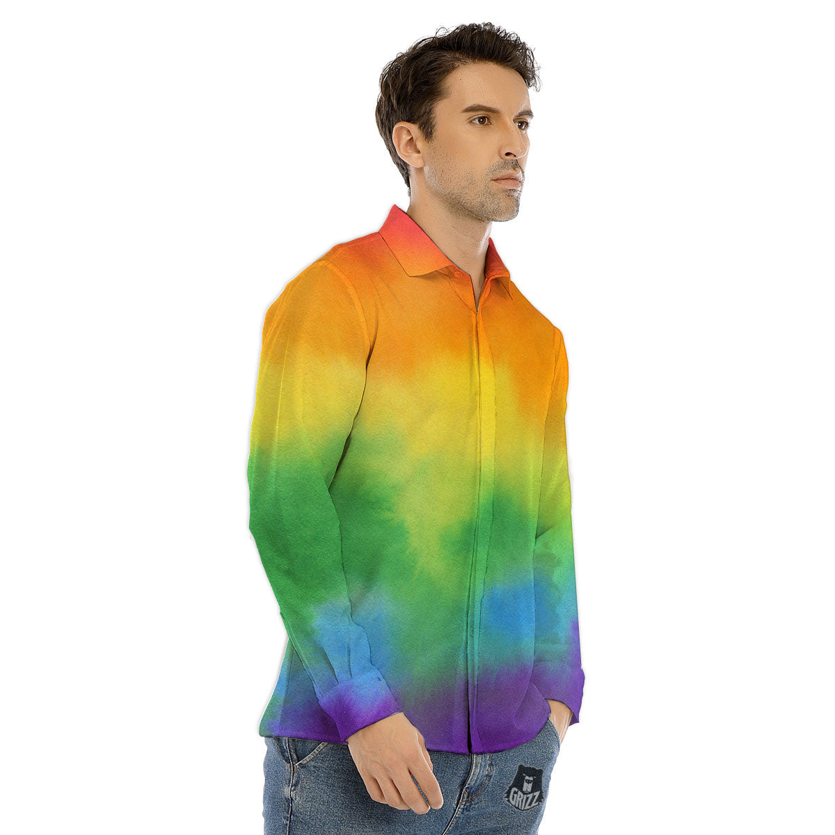Leopard Rainbow Print Pattern Men's Dress Shirts-grizzshop
