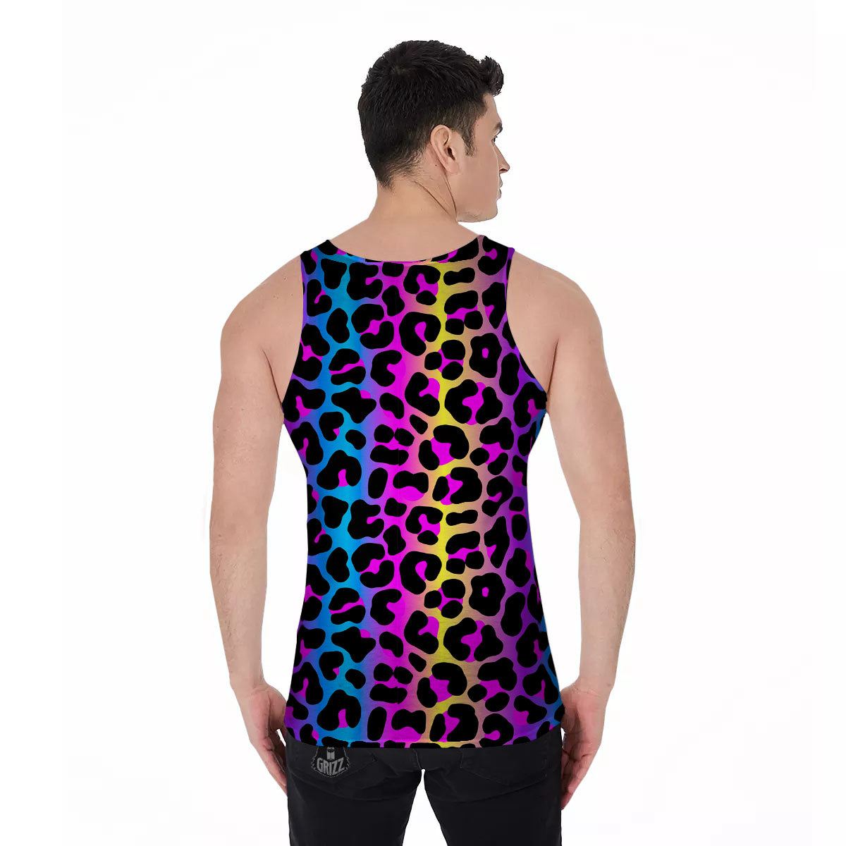 Leopard Rainbow Print Pattern Men's Tank Top-grizzshop