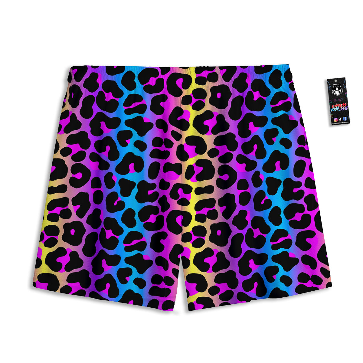 Leopard Rainbow Print Pattern Mesh Shorts