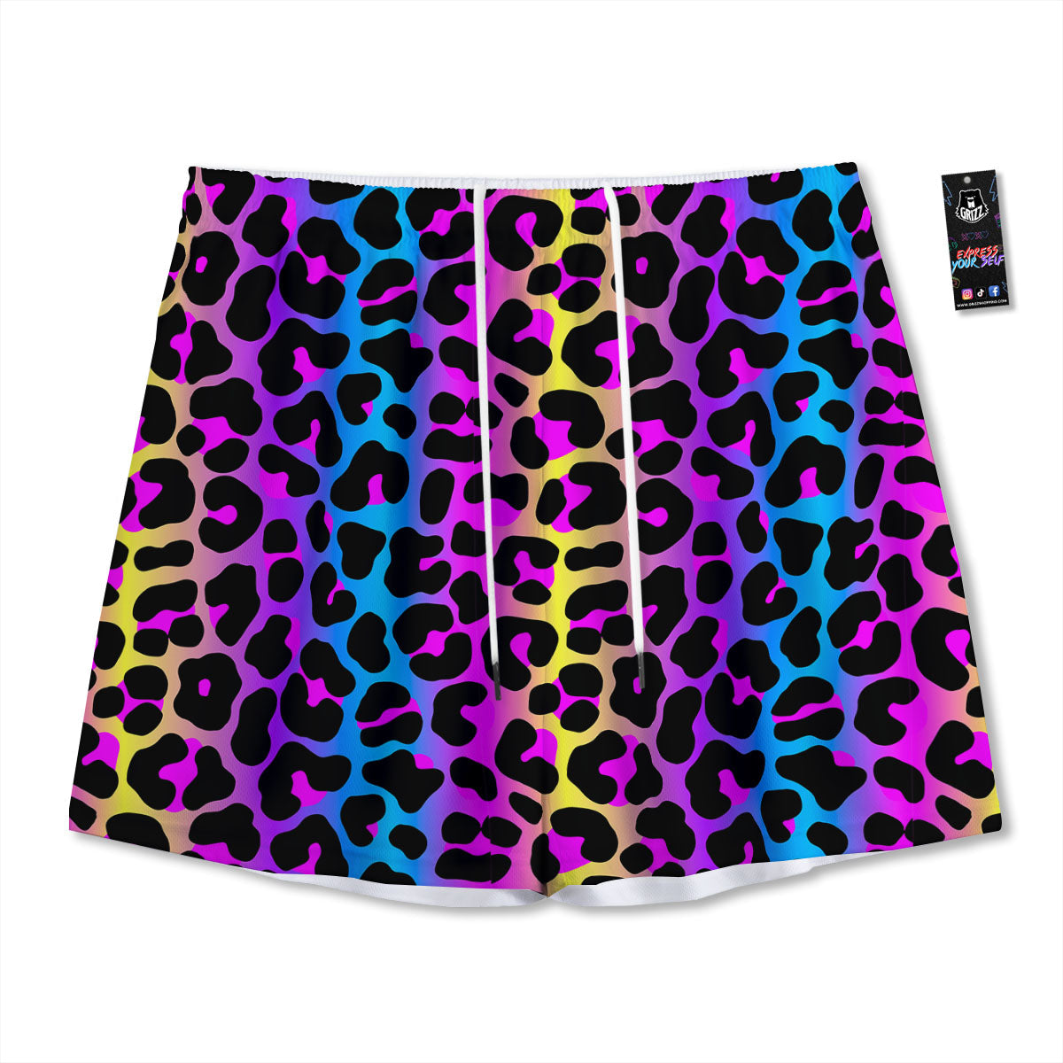 Leopard Rainbow Print Pattern Mesh Shorts