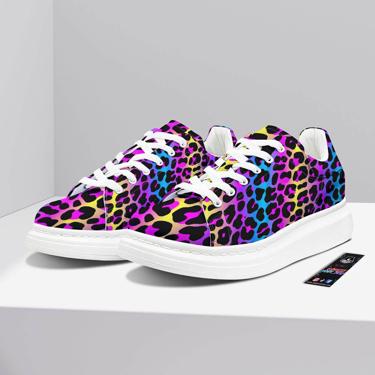 Leopard Rainbow Print Pattern Platform Shoes-grizzshop