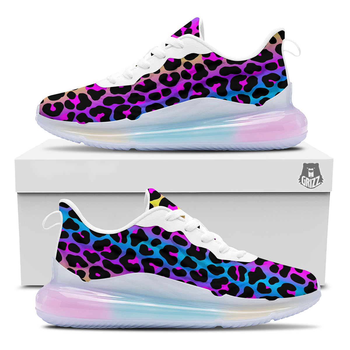 Leopard Rainbow Print Pattern Running Sneakers-grizzshop