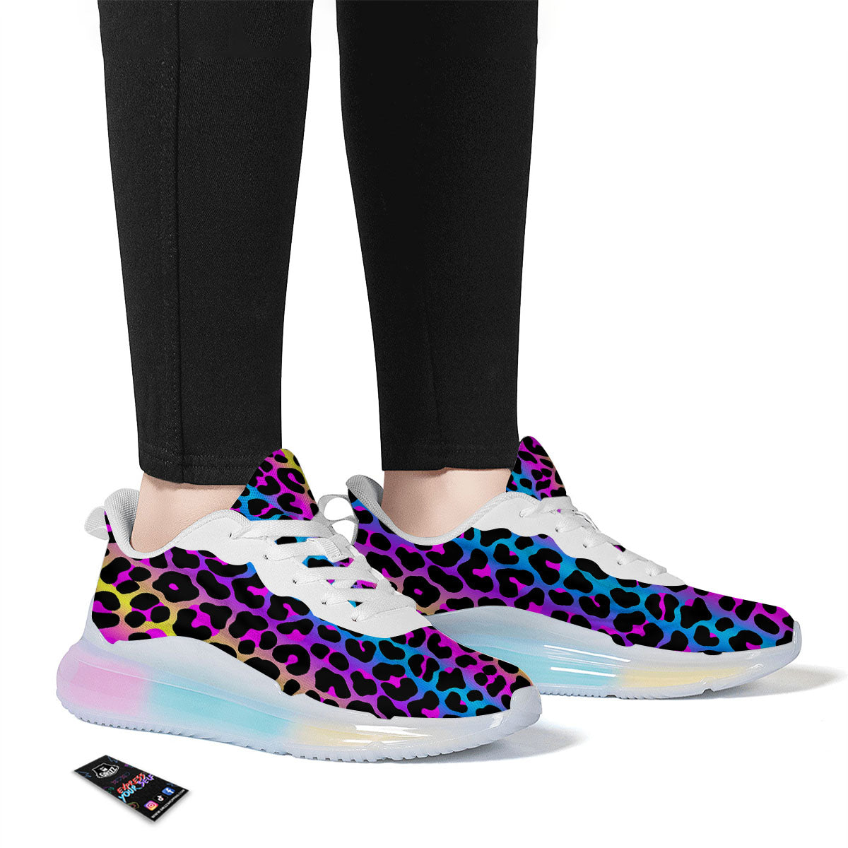 Leopard Rainbow Print Pattern Running Sneakers-grizzshop