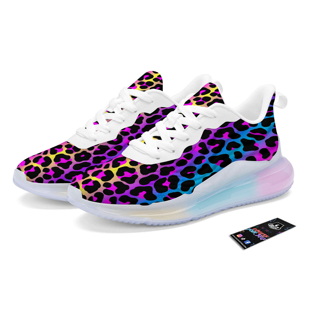 Leopard Rainbow Print Pattern Running Sneakers-grizzshop