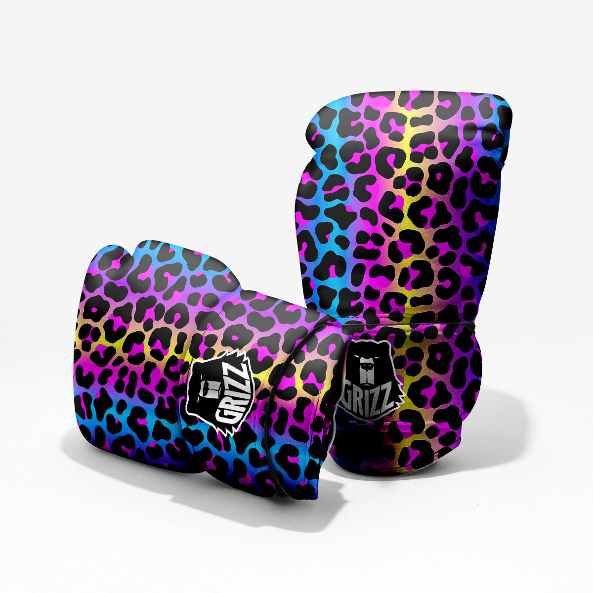 Leopard Rainbow Print Pattern Pro Boxing Glove