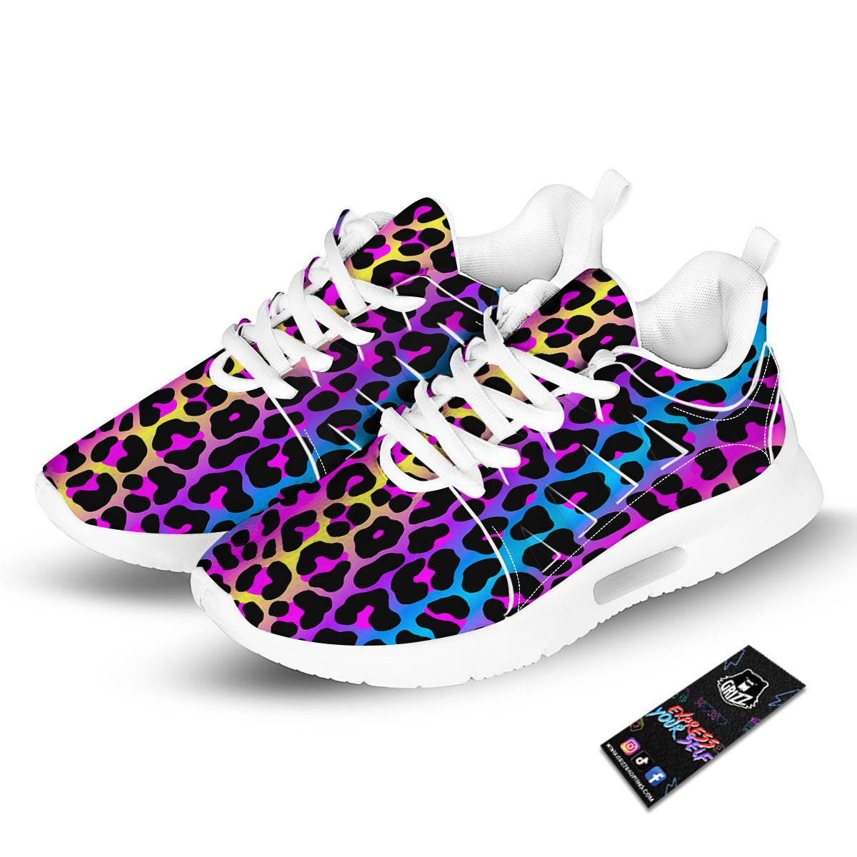 Leopard Rainbow Print Pattern Tennis Shoes-grizzshop
