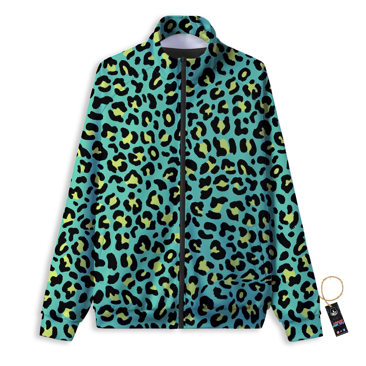 Leopard Rainbow Print Pattern Track Jacket-grizzshop