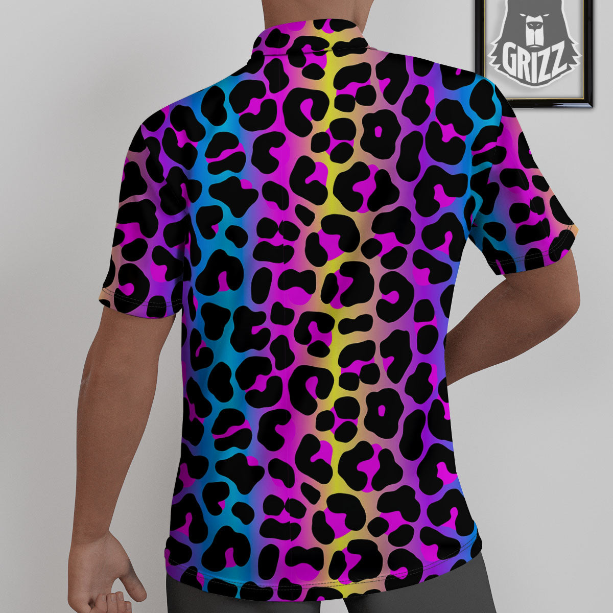Leopard Rainbow Print Pattern Untucked Shirts-grizzshop