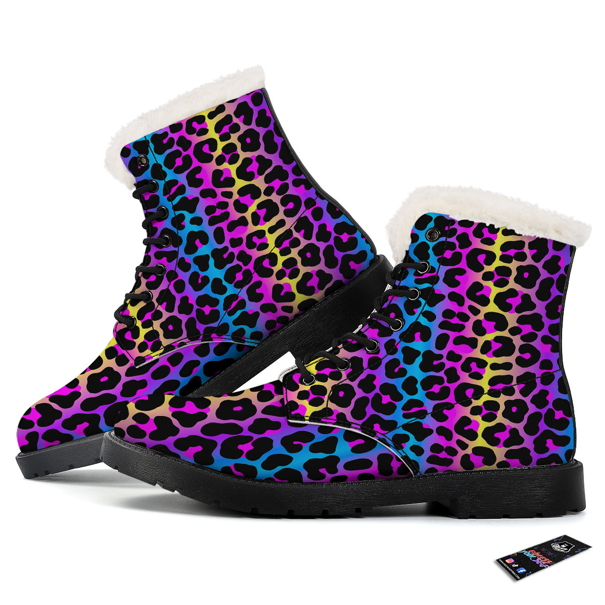 Leopard Rainbow Print Pattern Winter Boots-grizzshop