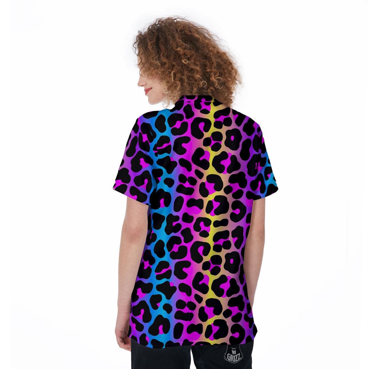 Leopard Rainbow Print Pattern Women's Golf Shirts-grizzshop