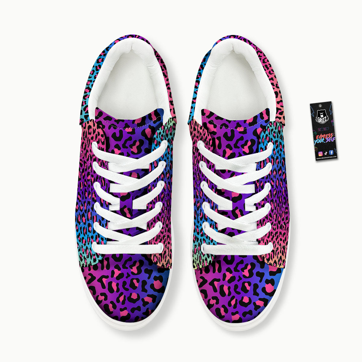 Leopard Rainbow Print Platform Shoes-grizzshop
