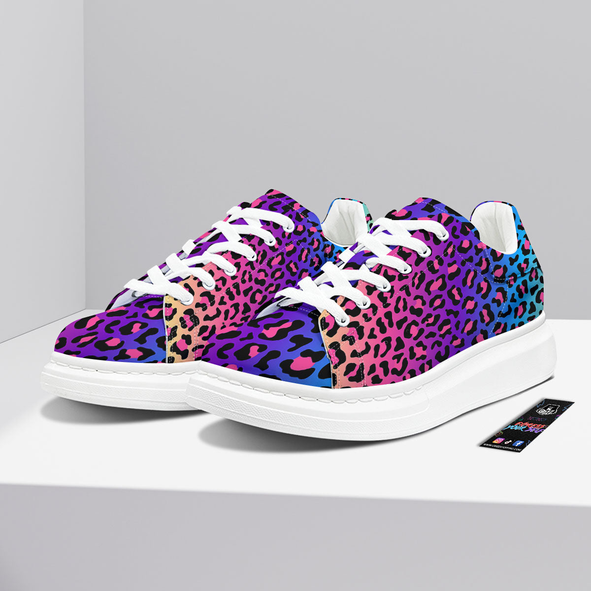 Leopard Rainbow Print Platform Shoes-grizzshop